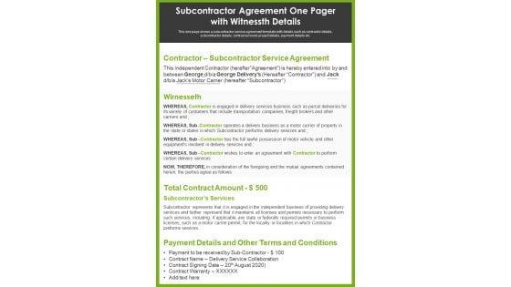 Subcontractor_Agreement_One_Pager_With_Witnessth_Details_PDF_Document_PPT_Template_Slide_1.jpg