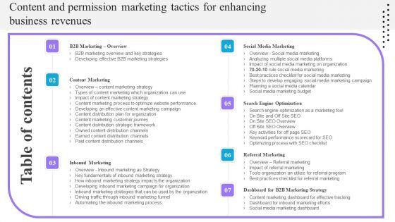 Table_Of_Content_And_Permission_Marketing_Tactics_For_Enhancing_Business_Revenues_Slide_Topics_PDF_Slide_1.jpg