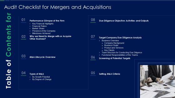Table_Of_Contents_Audit_Checklist_For_Mergers_And_Acquisitions_Information_PDF_Slide_1.jpg