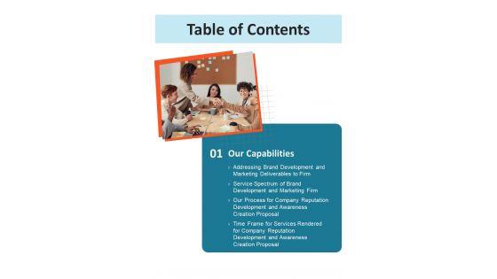 Table_Of_Contents_Company_Reputation_Development_And_Awareness_Creation_One_Pager_Sample_Example_Document_Slide_1.jpg