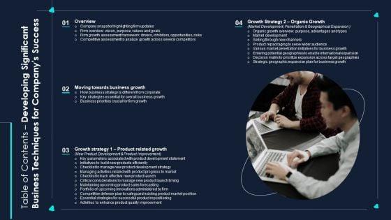 Table_Of_Contents_Developing_Significant_Business_Techniques_For_Companys_Sample_PDF_Slide_1.jpg