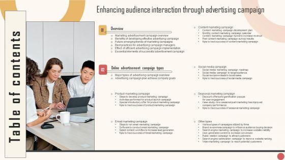 Table_Of_Contents_Enhancing_Audience_Interaction_Through_Advertising_Campaign_Infographics_PDF_Slide_1.jpg