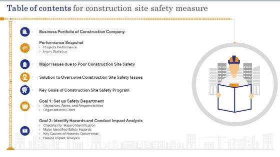 Table_Of_Contents_For_Construction_Site_Safety_Measure_Icons_PDF_Slide_1.jpg