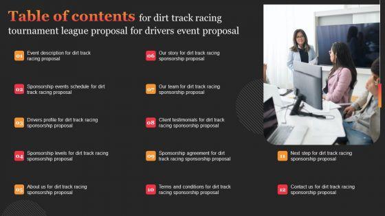 Table_Of_Contents_For_Dirt_Track_Racing_Tournament_League_Proposal_For_Drivers_Event_Proposal_Clipart_PDF_Slide_1.jpg