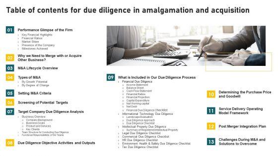 Table_Of_Contents_For_Due_Diligence_In_Amalgamation_And_Acquisition_Formats_PDF_Slide_1.jpg