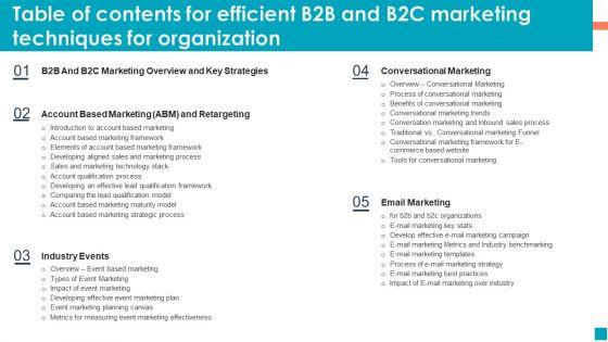 Table_Of_Contents_For_Efficient_B2B_And_B2C_Marketing_Techniques_For_Organization_Portrait_PDF_Slide_1.jpg
