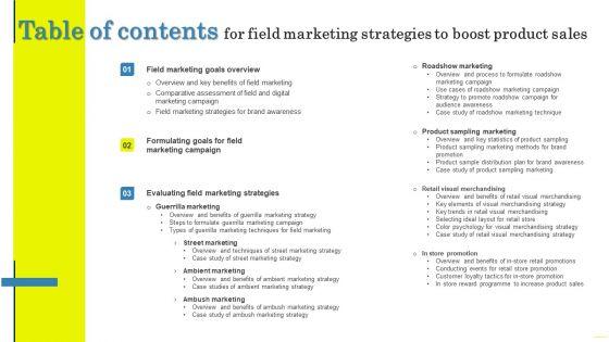 Table_Of_Contents_For_Field_Marketing_Strategies_To_Boost_Product_Sales_Download_PDF_Slide_1.jpg