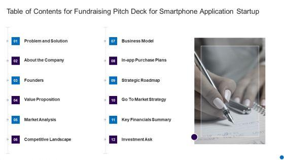 Table_Of_Contents_For_Fundraising_Pitch_Deck_For_Smartphone_Application_Startup_Clipart_PDF_Slide_1.jpg
