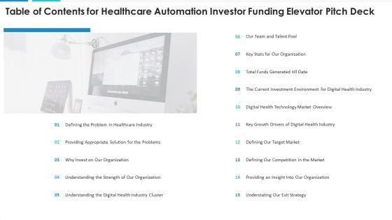 Table_Of_Contents_For_Healthcare_Automation_Investor_Funding_Elevator_Pitch_Deck_Demonstration_PDF_Slide_1.jpg