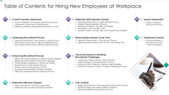 Table_Of_Contents_For_Hiring_New_Employees_At_Workplace_Designs_PDF_Slide_1.jpg