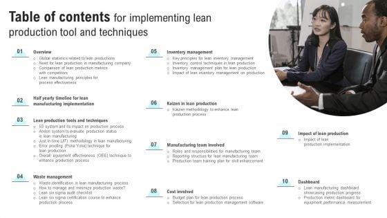 Table_Of_Contents_For_Implementing_Lean_Production_Tool_And_Techniques_Information_PDF_Slide_1.jpg