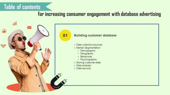Table_Of_Contents_For_Increasing_Consumer_Engagement_With_Database_Advertising_Diagrams_PDF_Slide_1.jpg