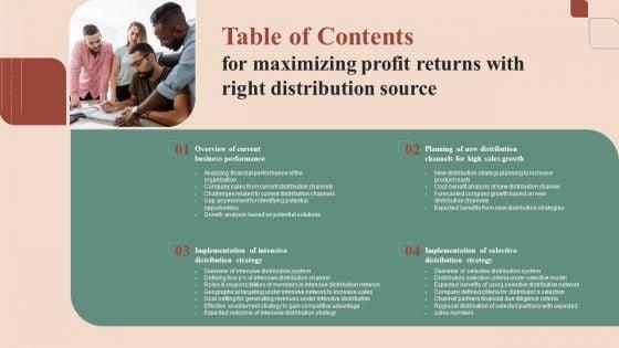 Table_Of_Contents_For_Maximizing_Profit_Returns_With_Right_Distribution_Source_Information_PDF_Slide_1.jpg