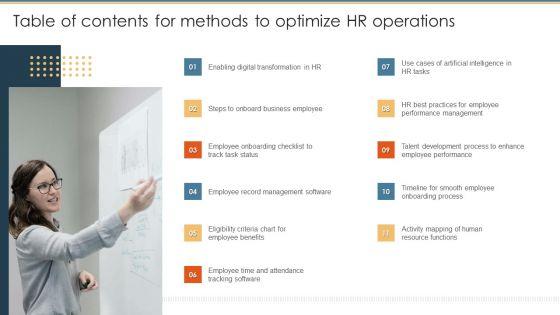 Table_Of_Contents_For_Methods_To_Optimize_HR_Operations_Demonstration_PDF_Slide_1.jpg