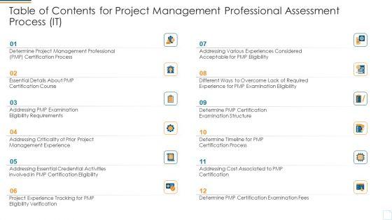 Table_Of_Contents_For_Project_Management_Professional_Assessment_Process_IT_Download_PDF_Slide_1.jpg