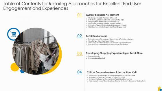 Table_Of_Contents_For_Retailing_Approaches_For_Excellent_End_User_Engagement_And_Experiences_Ideas_PDF_Slide_1.jpg