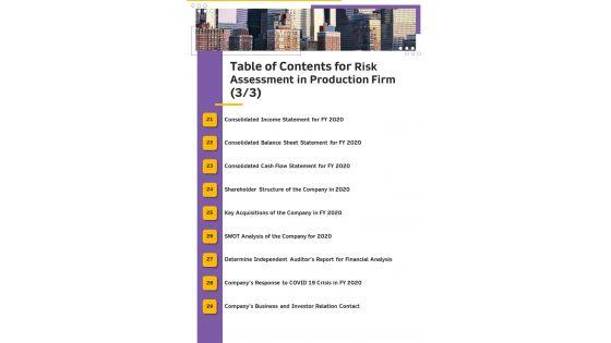 Table_Of_Contents_For_Risk_Assessment_In_Production_Firm_One_Pager_Documents_Slide_3.jpg