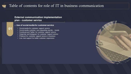 Table_Of_Contents_For_Role_Of_IT_In_Business_Communication_Ppt_Portfolio_Graphics_Template_PDF_Slide_1.jpg