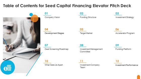 Table_Of_Contents_For_Seed_Capital_Financing_Elevator_Pitch_Deck_Background_PDF_Slide_1.jpg