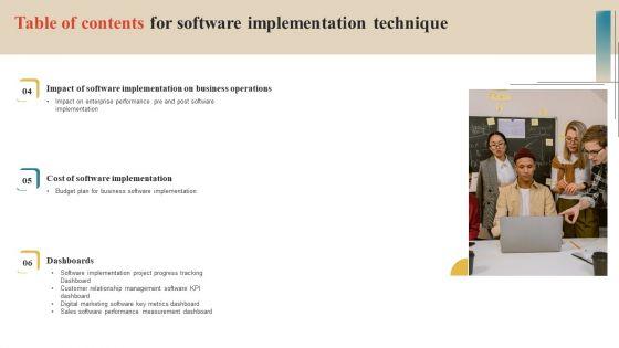 Table_Of_Contents_For_Software_Implementation_Technique_Ideas_PDF_Slide_2.jpg