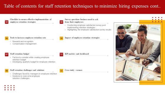 Table_Of_Contents_For_Staff_Retention_Techniques_To_Minimize_Hiring_Expenses_Elements_PDF_Slide_2.jpg