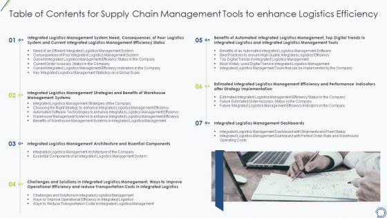 Table_Of_Contents_For_Supply_Chain_Management_Tools_To_Enhance_Logistics_Efficiency_Designs_PDF_Slide_1.jpg