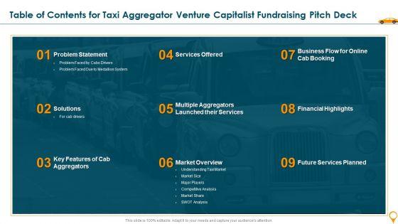 Table_Of_Contents_For_Taxi_Aggregator_Venture_Capitalist_Fundraising_Pitch_Deck_Slides_PDF_Slide_1.jpg