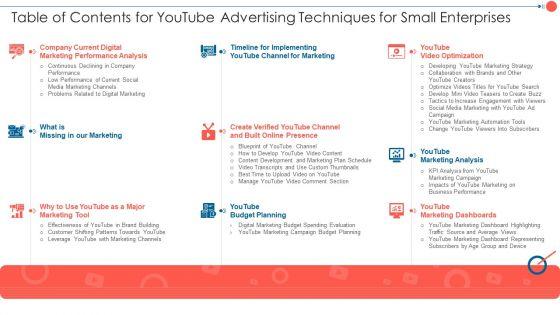 Table_Of_Contents_For_Youtube_Advertising_Techniques_For_Small_Enterprises_Diagrams_PDF_Slide_1.jpg