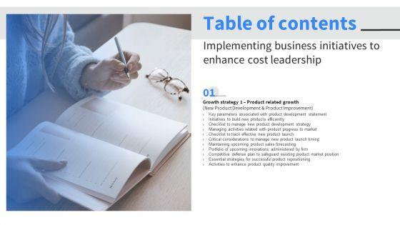 Table_Of_Contents_Implementing_Business_Initiatives_To_Enhance_Cost_Leadership_Key_Template_PDF_Slide_1.jpg