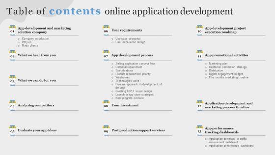 Table Of Contents Online Application Development Summary PDF Table Of Contents Online Application Development Summary PDF