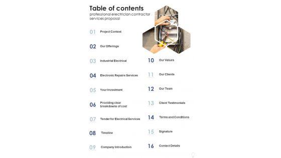 Table_Of_Contents_Professional_Electrician_Contractor_Services_Proposal_One_Pager_Sample_Example_Document_Slide_1.jpg