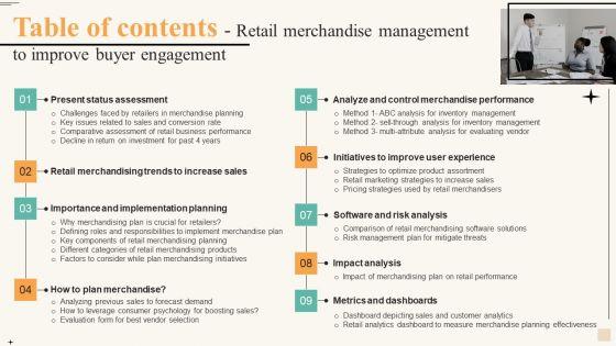 Table_Of_Contents_Retail_Merchandise_Management_To_Improve_Buyer_Engagement_Summary_PDF_Slide_1.jpg
