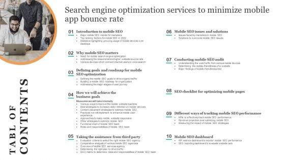 Table_Of_Contents_Search_Engine_Optimization_Services_To_Minimize_Mobile_App_Bounce_Rate_Microsoft_PDF_Slide_1.jpg