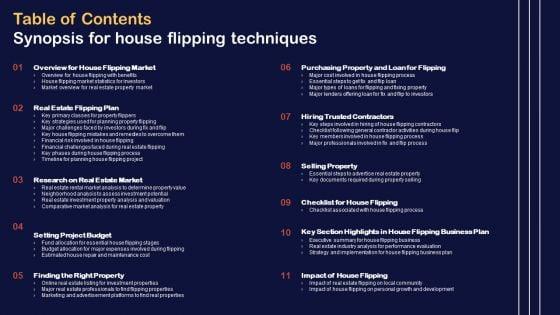 Table_Of_Contents_Synopsis_For_House_Flipping_Techniques_Diagrams_PDF_Slide_1.jpg