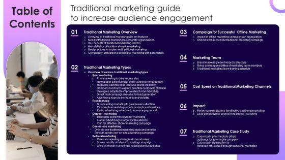Table_Of_Contents_Traditional_Marketing_Guide_To_Increase_Audience_Engagement_Ideas_PDF_Slide_1.jpg
