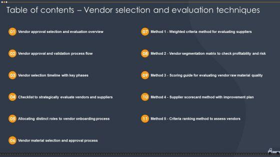 Table_Of_Contents_Vendor_Selection_And_Evaluation_Techniques_Ppt_Portfolio_Gallery_PDF_Slide_1.jpg