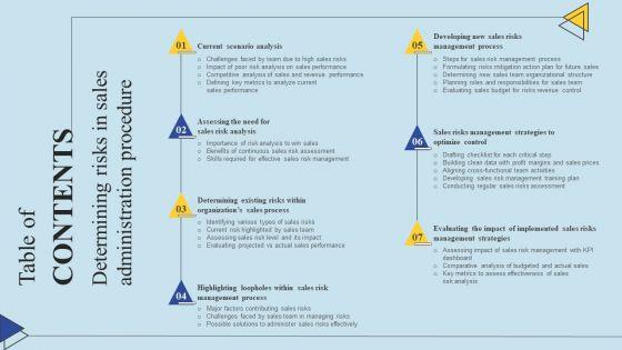 Tables_Of_Content_Determining_Risks_In_Sales_Administration_Procedure_Themes_PDF_Slide_1.jpg