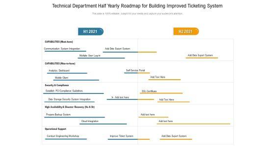 Technical Department Half Yearly Roadmap For Building Improved Ticketing System Themes Technical Department Half Yearly Roadmap For Building Improved Ticketing System Themes