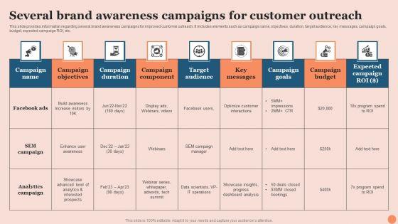 Techniques_To_Elevate_Brand_Visibility_Several_Brand_Awareness_Campaigns_For_Customer_Outreach_Brochure_PDF_Slide_1.jpg