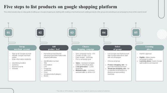 Techniques_To_Enhance_Customer_Engagement_Via_Digital_Platforms_Five_Steps_To_List_Products_On_Google_Shopping_Platform_Elements_PDF_Slide_1.jpg