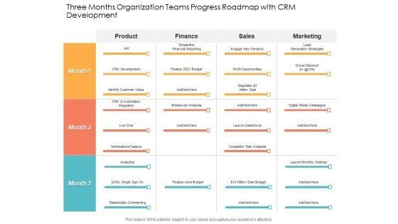 Three_Months_Organization_Teams_Progress_Roadmap_With_CRM_Development_Diagrams_Slide_1.jpg