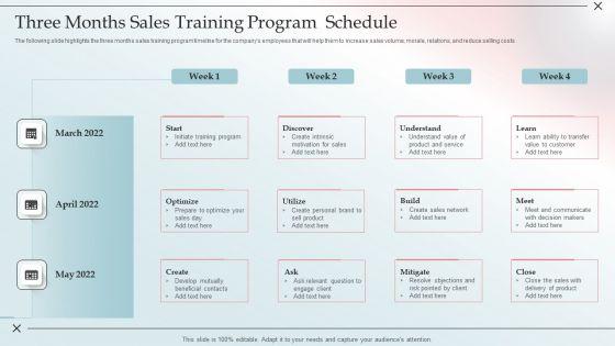 Three Months Sales Training Program Schedule Infographics PDF Three Months Sales Training Program Schedule Infographics PDF