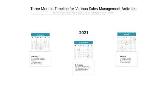 Three Months Timeline For Various Sales Management Activities Ppt PowerPoint Presentation Inspiration Grid PDF Three Months Timeline For Various Sales Management Activities Ppt PowerPoint Presentation Inspiration Grid PDF
