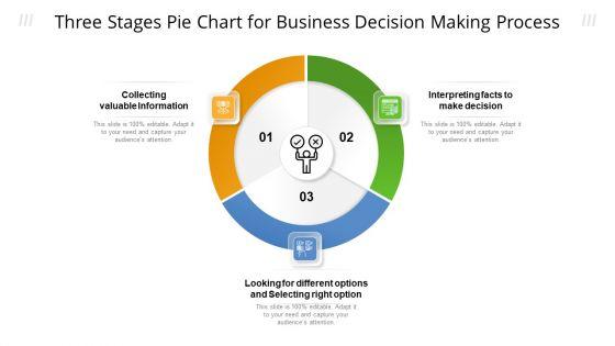 Three Stages Pie Chart For Business Decision Making Process Ppt Infographic Template Slides PDF Three Stages Pie Chart For Business Decision Making Process Ppt Infographic Template Slides PDF