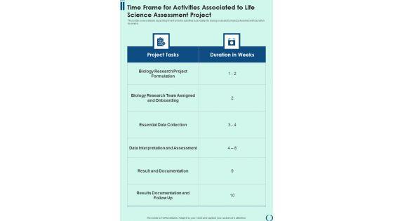 Time_Frame_For_Activities_Associated_To_Life_Science_Assessment_Project_One_Pager_Sample_Example_Document_Slide_1.jpg