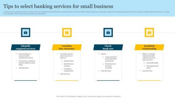 Tips To Select Banking Services For Small Business Guidelines PDF Tips To Select Banking Services For Small Business Guidelines PDF