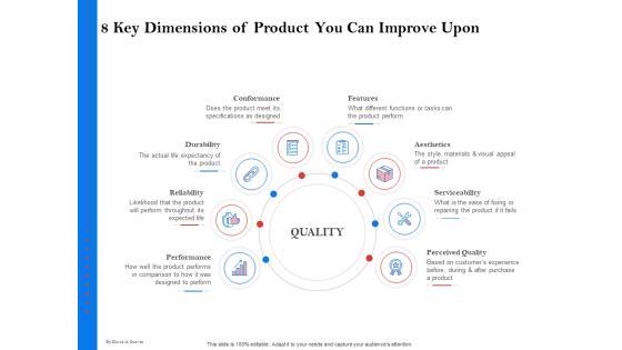 Tools Identify Market Opportunities Business Growth 8 Key Dimensions Of Product You Can Improve Upon Slides Sample PDF Tools Identify Market Opportunities Business Growth 8 Key Dimensions Of Product You Can Improve Upon Slides Sample PDF