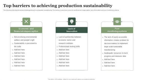 Top_Barriers_To_Achieving_Production_Sustainability_Ppt_Gallery_Rules_PDF_Slide_1.jpg