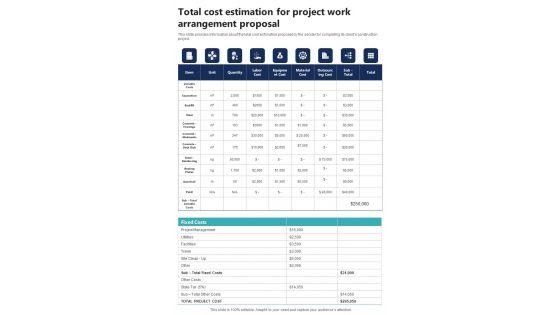 Total_Cost_Estimation_For_Project_Work_Arrangement_Proposal_One_Pager_Sample_Example_Document_Slide_1.jpg