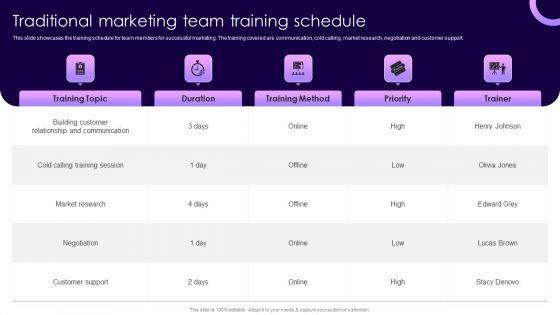 Traditional_Marketing_Guide_To_Increase_Audience_Engagement_Traditional_Marketing_Team_Training_Schedule_Demonstration_PDF_Slide_1.jpg